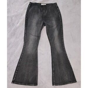 Rock And Roll Denim Bargain Bell Black Jeans Pull On Flare Size 32 X‎ 32